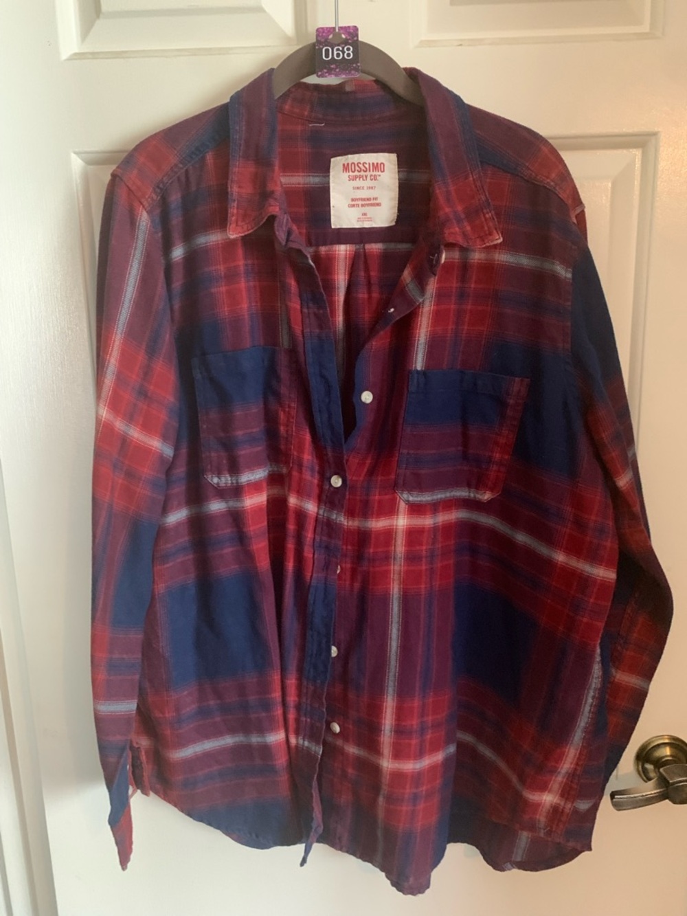 Mossimo Supply Co. Red and Blue Plaid Long-Sleeve Button-Up Shirt